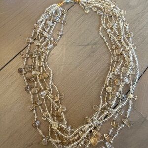 Multi Strand Citrine Sterling Silver Necklace 18 INCH